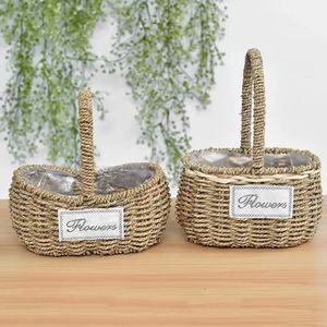 Cestas de flores, cestas de paja y ratán tejidas, cestas para arreglos florales, estilo coreano, cestas de flores hechas a mano para floristería - Product Image 3