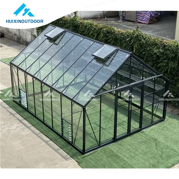 Victoriaanse Commerciële Glazen Tuin Kas Achtertuin Mini Kas Outdoor Metalen Aluminium Frame Groen Huis Gebruikt Voor Verkoop