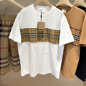 T-shirt Estiva Vintage Oversize da Uomo Stile Lusso <span class=keywords><strong>a</strong></span> Quadri Hip-hop Burberry <span class=keywords><strong>a</strong></span> Maniche Corte - Product Image 1