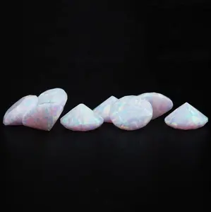 OP17 Potongan Berlian Harga Grosir Batu Opal Sintetis Warna Putih untuk Kalung