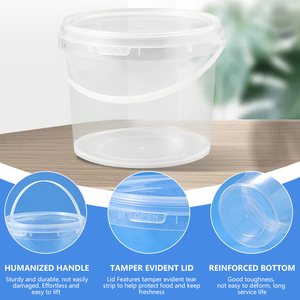 厂家直销0.3L 0.5L 0.75L 1L 1.2L 1.5L 2L 2.5L 3L 4L 5L 10L透明塑料桶带盖食品 - Product Image 4