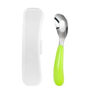 Cuchara de acero inoxidable para niños, tipo cónico pequeño 316L, para alimentación de bebés, mango de color sólido - Product Image 5