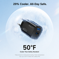Chargeur rapide USB C USB-A GaN 45W, prise EU, en stock, chargeur mural double port GULFY