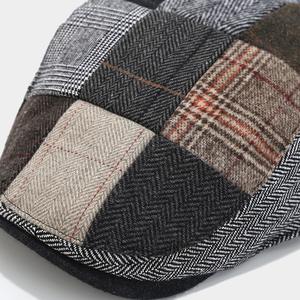 2024 Britische Vintage Twill Tweed Baskenmütze Hut Patchwork Karierte Ivy Cap für Männer Frauen Unisex Erwachsene Casual Sports Herbst Winter - Product Image 3