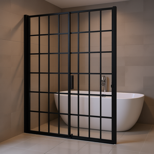 Puerta de Ducha de Panel Único Sin Marco, Color Negro Mate, de 34 x 72 Pulgadas, con Diseño de Entrada Abierta para Baños Modernos - Product Image 2