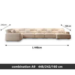 Canapé carré en tissu de style italien minimaliste, en tissu givré, à dossier haut confortable, pour salon - Product Image 6