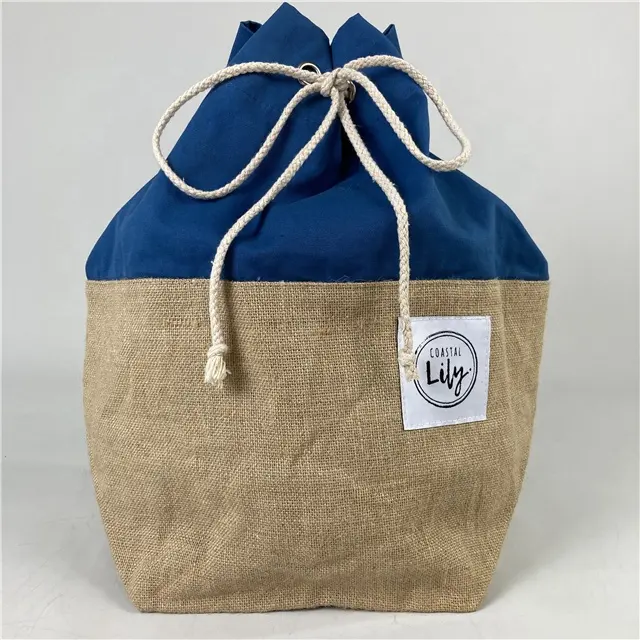 Mini sacchetto di caffè da spiaggia in iuta sacchetto di iuta con coulisse sacchetto regalo 50Kg Tote con stampa personalizzata borse di iuta usate per agricoltura