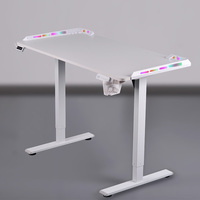 Bureau de jeu moderne de haute qualité éclairage LED RVB cadre en Fiber de carbone Durable porte-gobelet extensible bureau d'ordinateur en mélamine en bois
