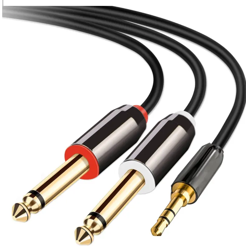 3.5mm female to 2 male aux audio radio splitter adapter music jack cable for media