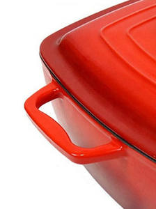 Olla de cocina al por mayor de hierro fundido de 25CM, utensilios de cocina cuadrados de esmalte rojo, Horno Holandés, cazuela antiadherente, <span class=keywords><strong>cocotte</strong></span> - Product Image 4