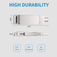 Clé USB promotionnelle type-c 2.0 3.0 haute vitesse 16 Go 32 Go 64 Go 2 en 1 USB-C en métal clé USB pivotante logo personnalisé