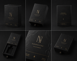 Premium <b>Black</b> Drawer Perfume Packaging <b>Box</b> with UV Embossing and Gold Foil Logo with EVA Insert - Product Image 6
