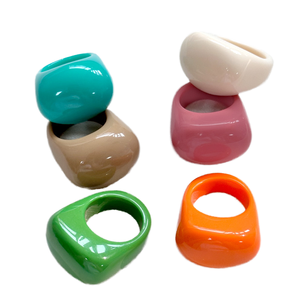 แหวนเรซิ่นพลาสติกทรงสี่เหลี่ยมเรขาคณิตหลากสีสไตล์วินเทจเรียบง่าย แหวนอะคริลิกหนาแบบโอเวอร์ไซส์ สำหรับงานแต่งงาน งานหมั้น หรือเป็นของขวัญ - Product Image 4