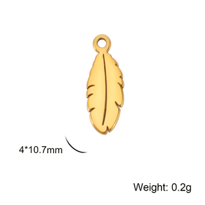 <span class=keywords><strong>Mini</strong></span> 18K plaqué or en acier inoxydable plume pendentif à breloques Style mignon bijoux à bricoler soi-même faisant des fournitures pour collier et Bracelets - Product Image 6