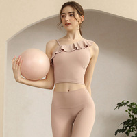 Top de Yoga Pilates Estilo 2025 para Mujer, Primavera/Verano, Profesional, Elegante, Sexy, con Volantes, Ropa Deportiva, Absorbe el Sudor, Nailon