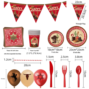 Vente flash - Ensemble de vaisselle jetable pour fête sur le thème du western - Décoration pour anniversaire sur le thème du Far West - Product Image 3