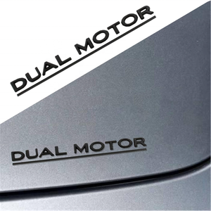 Emblema Adhesivo de Doble Motor con Diseño a Cuadros, Compatible con Accesorios para Tesla Model 3 Y X S (Negro Mate-Línea Negra) - Product Image 1