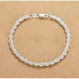 <span class=keywords><strong>Bracciale</strong></span> a corda intrecciata in argento <span class=keywords><strong>925</strong></span> - <span class=keywords><strong>Bracciale</strong></span> in argento da <span class=keywords><strong>uomo</strong></span> o da donna - Stile classico - Placcato oro e rodio - Product Image 4