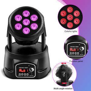 U'king <span class=keywords><strong>Mini</strong></span> 7x10w <span class=keywords><strong>LED</strong></span> RGBW ánh sáng DMX DJ Disco bên câu lạc bộ chiếu sáng luzes de palco Thiết bị hiệu ứng đèn sân khấu di chuyển đầu đèn - Product Image 4