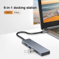 Base de Conexión USB-C Multifuncional 6 en 1 de Aleación de Aluminio para Lector de Tarjetas SD/TF 2.0, PD 100W, 4K 60Hz, Divisor para Portátil - En Stock