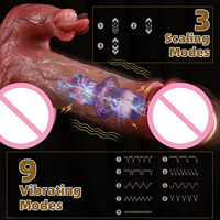 Vibrador Realista 5 en 1 con Estimulación del Punto G, Vibrador con Lengua, Vibrador con Movimiento de Empuje, Estimulador de Clítoris y Anal, Control Remoto, Pene Artificial para Mujeres