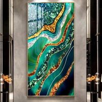 Peinture murale moderne de luxe léger, impression jet d'encre sur panneau de densité métallique, incrustation de diamants, grande peinture murale abstraite pour hall d'entrée
