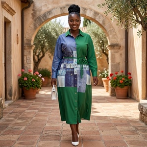 Nuevo Vestido de Mujer con Estampado de Patchwork, Resistente a las Arrugas, Estilo Africano, Kaftan Maxi, Vestido Tradicional para Uso Diario, Talla Grande, Verano - Product Image 3