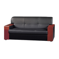 Ensemble de canapés en cuir pour bureau, avec accoudoirs en bois, pour réception d'entreprise, salon, salle d'attente, mobilier de bureau