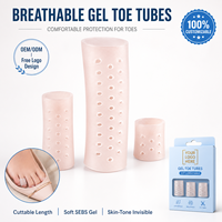 Protector de Dedos SEBS con Doble Abertura y Perforaciones, Separador de Dedos para Juanetes, Tubo Hidratante sin Adhesivo con Ajustador