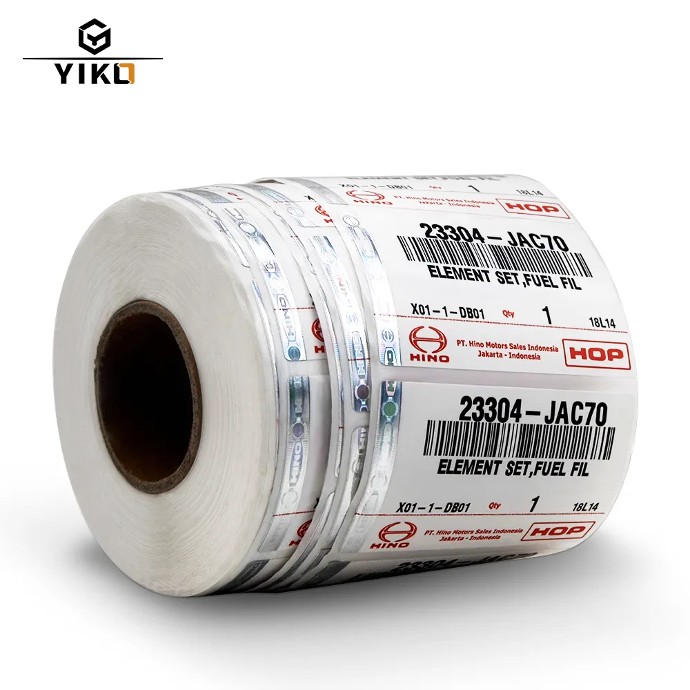 Yiko personnalisé lot autocollants adhésifs impression rouleau imprimé Logo or estampage à chaud pour les Applications de haute sécurité produit