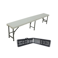 Prix de gros promotionnel rectangulaire 6FT pliant en deux plastique réglable blanc Camping industriel Table de banc de stockage
