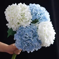 Bunga Hydrangea Imitasi Bahan PU Terasa Seperti Asli, Melembapkan, Tanaman Artifisial untuk Dekorasi Pernikahan, Hotel & Natal