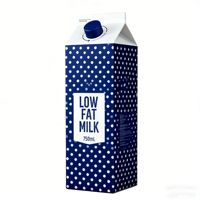 Boîtes en carton pour jus liquide aseptique avec logo personnalisé, taille 500 ml, 750 ml, 1000 ml, emballage en papier, boîte à lait avec couvercle en forme de gable
