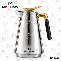 Carafe isotherme sous vide européenne 1,0 L en ABS avec revêtement en verre, poignée dorée et noire, durable et robuste