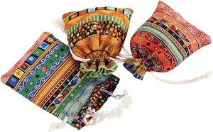 Borsa di gioielli egizia con stampa azteca con coulisse borsellino regalo