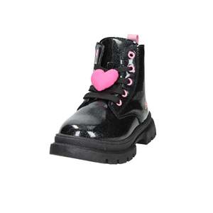 Stivali da combattimento per ragazze Barbie, scarpe per bambini con logo rosa glitterato nero - Product Image 2
