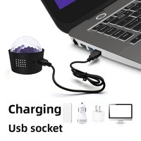 Tragbare LED-DJ-Leuchte für Autos, Kleine Magische Kugel Bühnenbeleuchtung, Mini-Kristall USB-Sprachsteuerung Atmosphärenlicht D33-10 mit Anpassbarem Logo