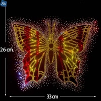 Transferts thermocollants personnalisés pour t-shirts, motifs papillons colorés en strass, cristaux ronds à dos plat pour presse à chaud