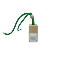 Flacon en verre avec bouchon en bois pour diffuseur de parfum, 8ml, à suspendre, carré, pour voiture, Clip métallique, 1 pièce, nouveau Design