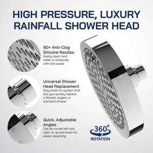 Wholesale High Pressure Full Chrome Rain <b>Shower</b> Head Water Saving Overhead Rainfall Top Faucet <b>Accessory</b> For Bathroom - Product Image 4