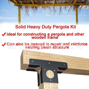 Heavy Duty Gazebo <b>Corner</b> <b>Bracket</b> Extension Tee <b>Bracket</b> Carbon Steel Black Single Pack Of 2 <b>For</b> Pergola Reinforcement - Product Image 5
