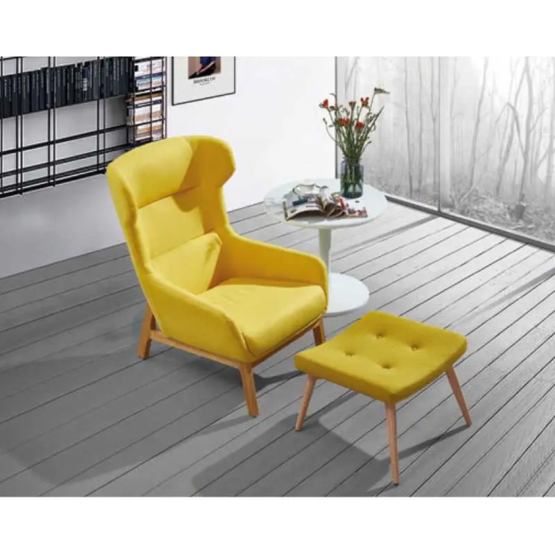 (SZ-LC1421) Kursi Kuning Lounge dengan Sandaran Kaki Kursi Ruang Tamu Furnitur Rumah Kursi Sofa Santai