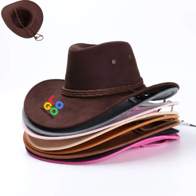 Sombrero de vaquero Occidental para el sol, sombrero de cuero de imitación, para acampar al aire libre, vaquero