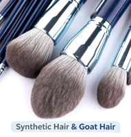 11 pièces pinceaux de maquillage ensemble fond de teint poudre mélange sourcil Eyeliner cheveux synthétiques et cheveux de chèvre visage ventilateur brosse Style