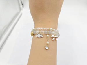 Pulsera de cuentas de cristal a la moda Metal Jade <span class=keywords><strong>Guigou</strong></span> flor amor corazón arco borla pulsera para mujer playa fiesta joyería regalo - Product Image 4