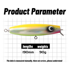 Señuelo de madera de 190mm y 90g para pesca en agua salada, cebo artificial para pesca en barco, simulación de pez. - Product Image 4