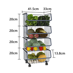 <span class=keywords><strong>Estante</strong></span> <span class=keywords><strong>Apilable</strong></span> de Metal de 4 Niveles para Frutas y Verduras con Ruedas, <span class=keywords><strong>Estante</strong></span> de Almacenamiento para <span class=keywords><strong>Cocina</strong></span> - Product Image 1