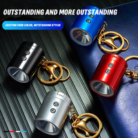 Briquet multifonctionnel miniature en métal portable avec porte-clés, rechargeable par USB, avec lampe torche LED