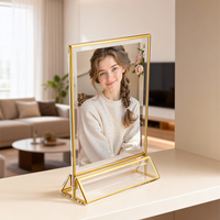Porte-panneau en acrylique avec bordures dorées, cadres en acrylique transparent double face, porte-menu de table pour numéros de table de mariage, menu