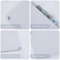 Planche à découper multifonctionnelle 4 en 1 pour légumes et viande avec icônes alimentaires, ensemble de planches à découper en plastique sans BPA avec support